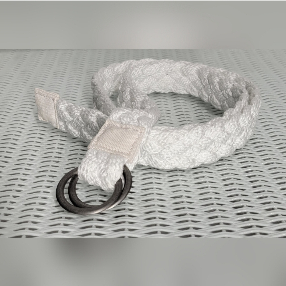 White Braided Belt with Metal Hook - Picture 2 of 3